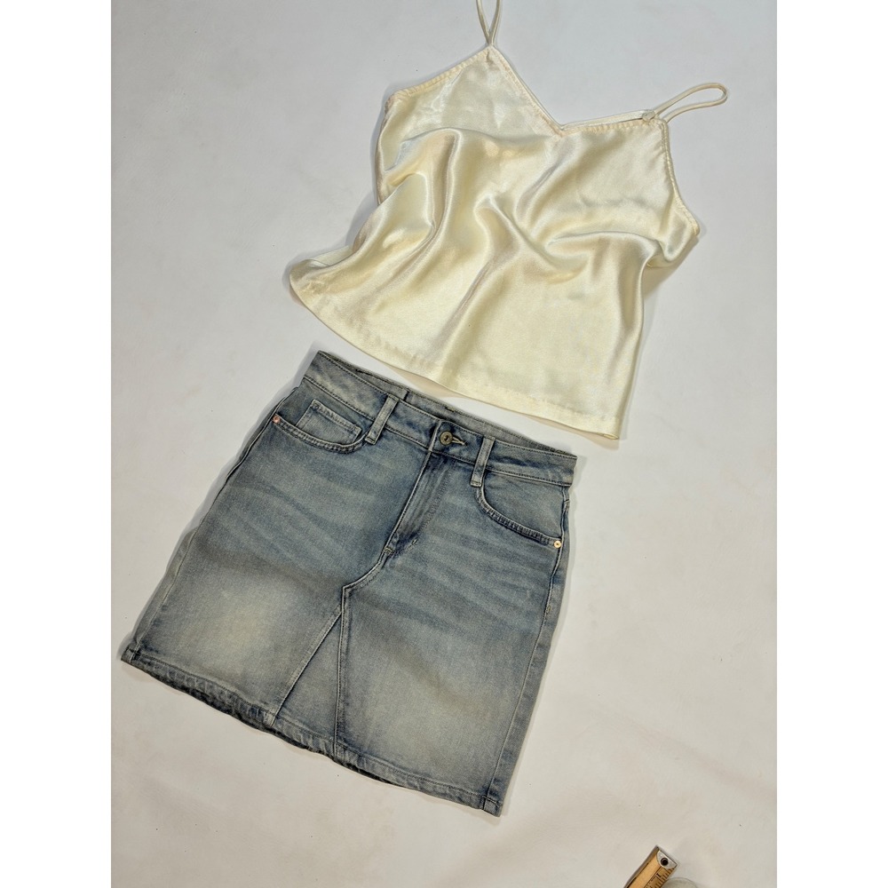 Arizona Jean Co Denim Mini Skirt Womens Size 3 Blue‎ Distressed Wash Casual NWT